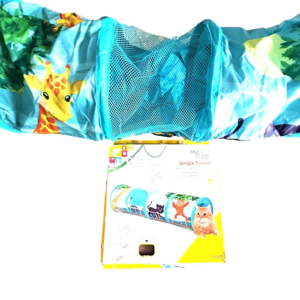 Kitty City Jungle Tunnel Cats Small Pets Blue Jungle Animal Print Mesh Panels - Picture 5 of 10